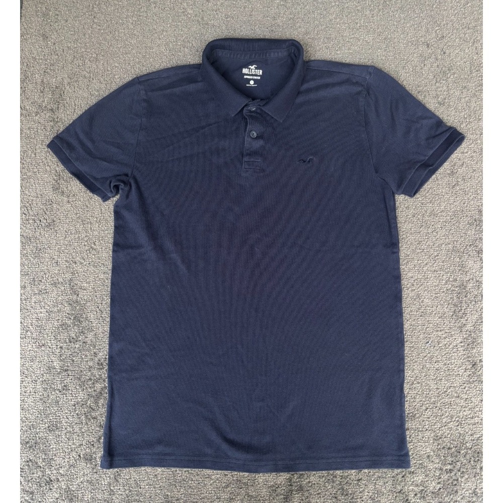 Hollister Advanced Stretch Polo Shirt Mens Small Navy Blue Collared Short Sleeve